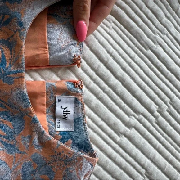 Floral Sleeveless Mini Dress - Blue and Orange - Picture 9 of 11